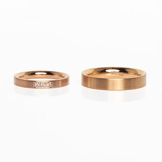 Brillanttrauringe aus 750 Rotgold, nachhaltiger second hand Schmuck perfekt aufgearbeitet