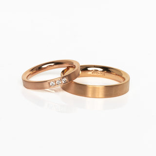 Brillanttrauringe aus 750 Rotgold, nachhaltiger second hand Schmuck perfekt aufgearbeitet