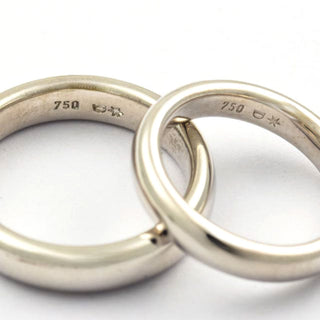 Trauringe aus 750 Weißgold, nachhaltiger second hand Schmuck perfekt aufgearbeitet