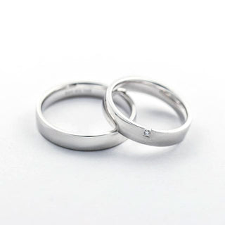 Trauringe aus 585 Weißgold mit Brillant, nachhaltiger second hand Schmuck perfekt aufgearbeitet