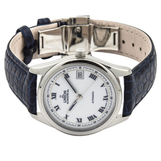 Union Glashütte Herrenarmbanduhr Automatik mit Datumsanzeige und Sichtboden, Schnellschaltung und Zentralsekunde, gebrauchte Luxusuhr im Top-Zustand
