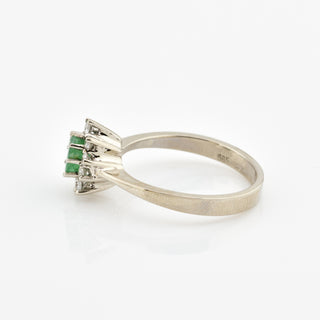 Wempe Smaragdring aus 585 Weißgold mit Brillant, nachhaltiger second hand Schmuck perfekt aufgearbeitet