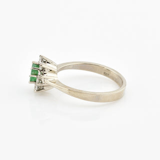 Wempe Smaragdring aus 585 Weißgold mit Brillant, nachhaltiger second hand Schmuck perfekt aufgearbeitet