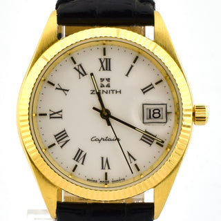 Zenith Armbanduhr Captain Quarzwerk mit Datumsanzeige und Zentralsekunde, Leuchtzeiger und Leuchtindizes, gebrauchte Luxusuhr im Top-Zustand