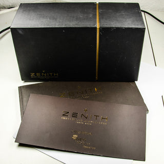 Zenith El Primero Open Automatik mit Chronograph, Panoramadatum , Sichtboden, Kleine Sekunde und Gangreserveanzeige, gebrauchte Luxusuhr im Top-Zustand