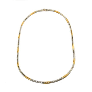 Zopfkette aus 750 Gelb- und Weißgold, nachhaltiger second hand Schmuck perfekt aufgearbeitet