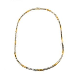 Zopfkette aus 750 Gelb- und Weißgold, nachhaltiger second hand Schmuck perfekt aufgearbeitet