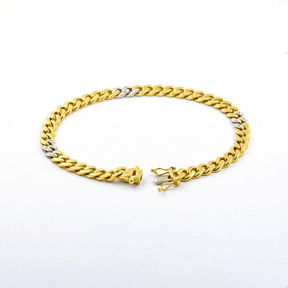 Armband aus 750 Gelb- und Weißgold mit Diamant, nachhaltiger second hand Schmuck perfekt aufgearbeitet