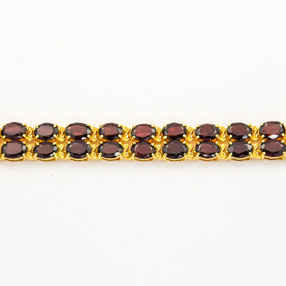 Armband aus 585 Gelbgold mit Granat, nachhaltiger second hand Schmuck perfekt aufgearbeitet