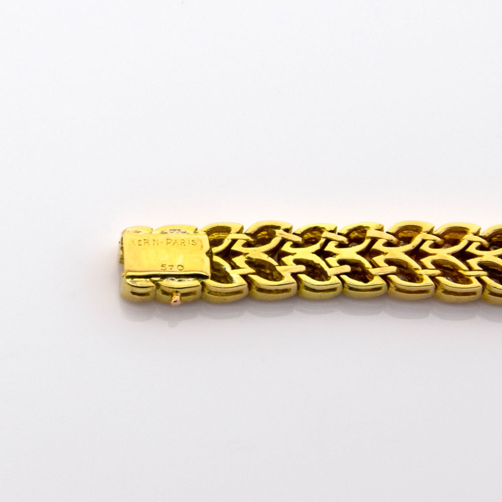 Armband aus 750 Gelbgold mit Turmalin und Brillant, nachhaltiger second hand Schmuck perfekt aufgearbeitet