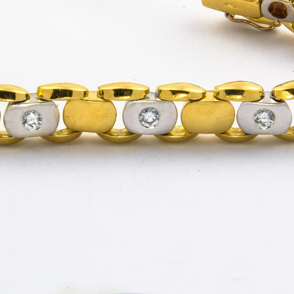 Brillantarmband aus 750 Gelb- und Weißgold, nachhaltiger second hand Schmuck perfekt aufgearbeitet