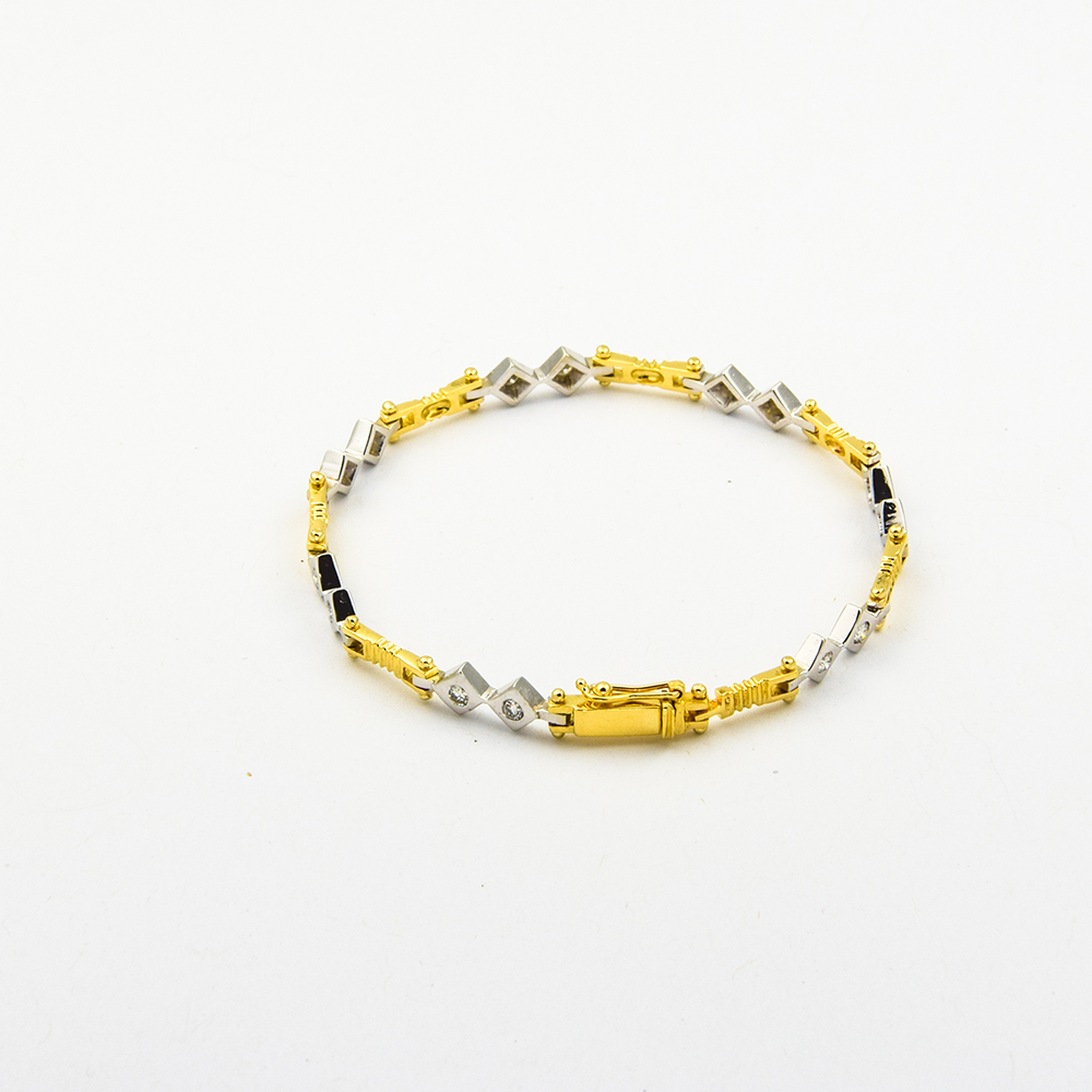 Armband aus 750 Gelb- und Weißgold mit Brillant, nachhaltiger second hand Schmuck perfekt aufgearbeitet