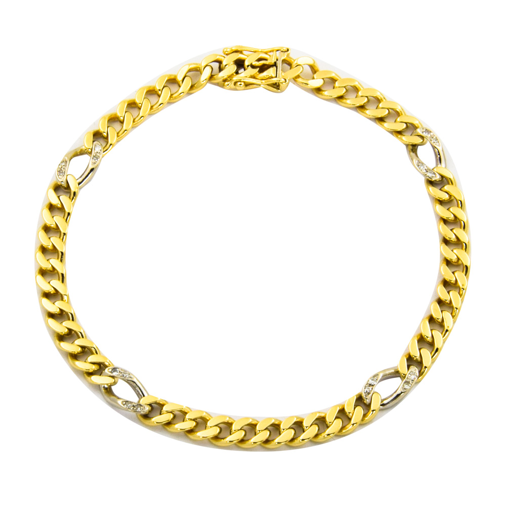 Armband aus 585 Gelb- und Weißgold mit Diamant, nachhaltiger second hand Schmuck perfekt aufgearbeitet