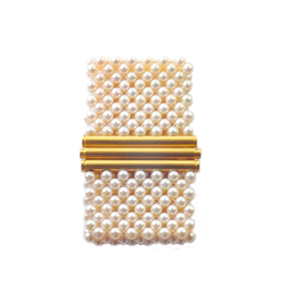 Perlenarmband mit Schließe aus 750 Gelbgold, hochwertiger second hand Schmuck perfekt aufgearbeitet