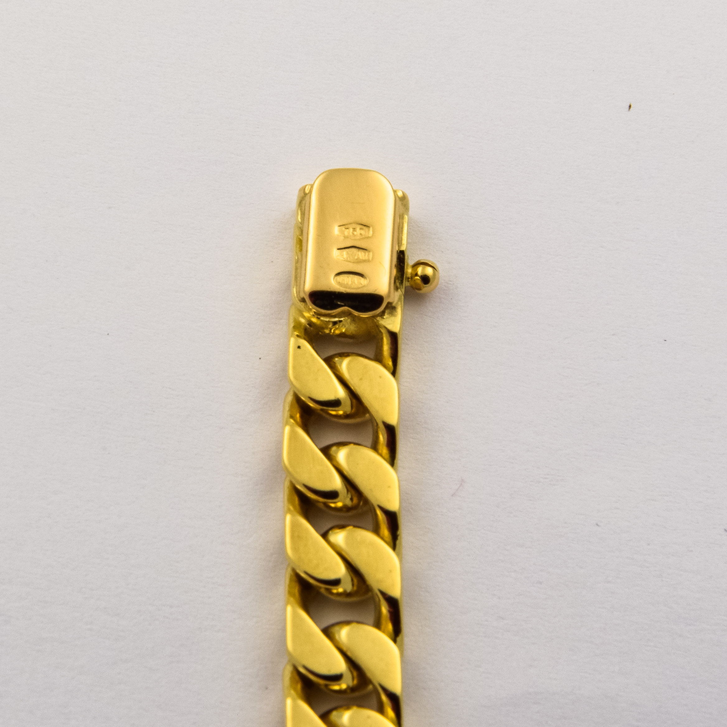 Flachpanzerarmband aus 750 Gelbgold, 19cm, nachhaltiger second hand Schmuck perfekt aufgearbeitet