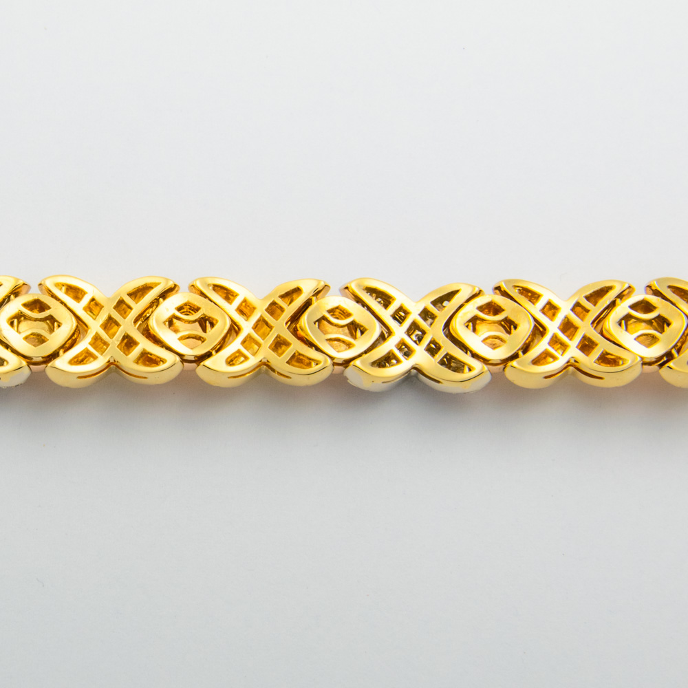Gliederarmband aus 750 Gelb- und Weißgold mit Brillant, nachhaltiger second hand Schmuck perfekt aufgearbeitet