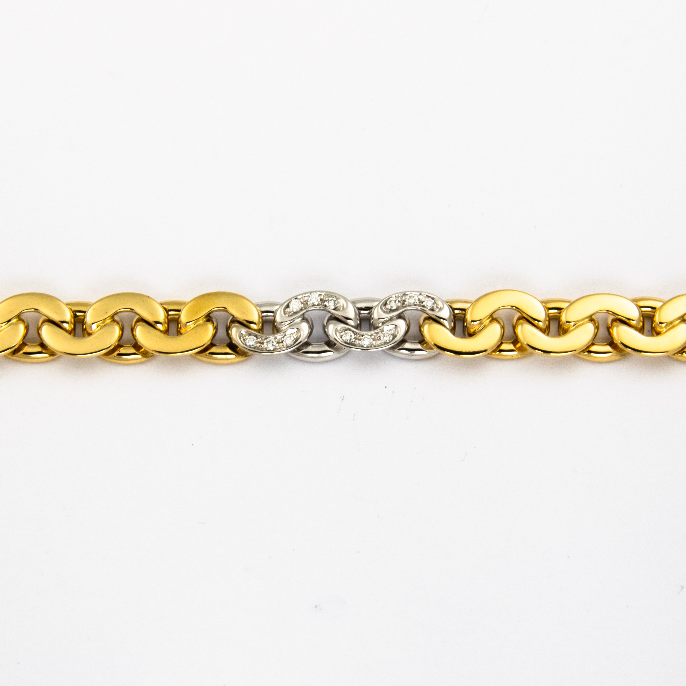 Brillantgliederarmband aus 750 Gelb- und Weißgold, nachhaltiger second hand Schmuck perfekt aufgearbeitet