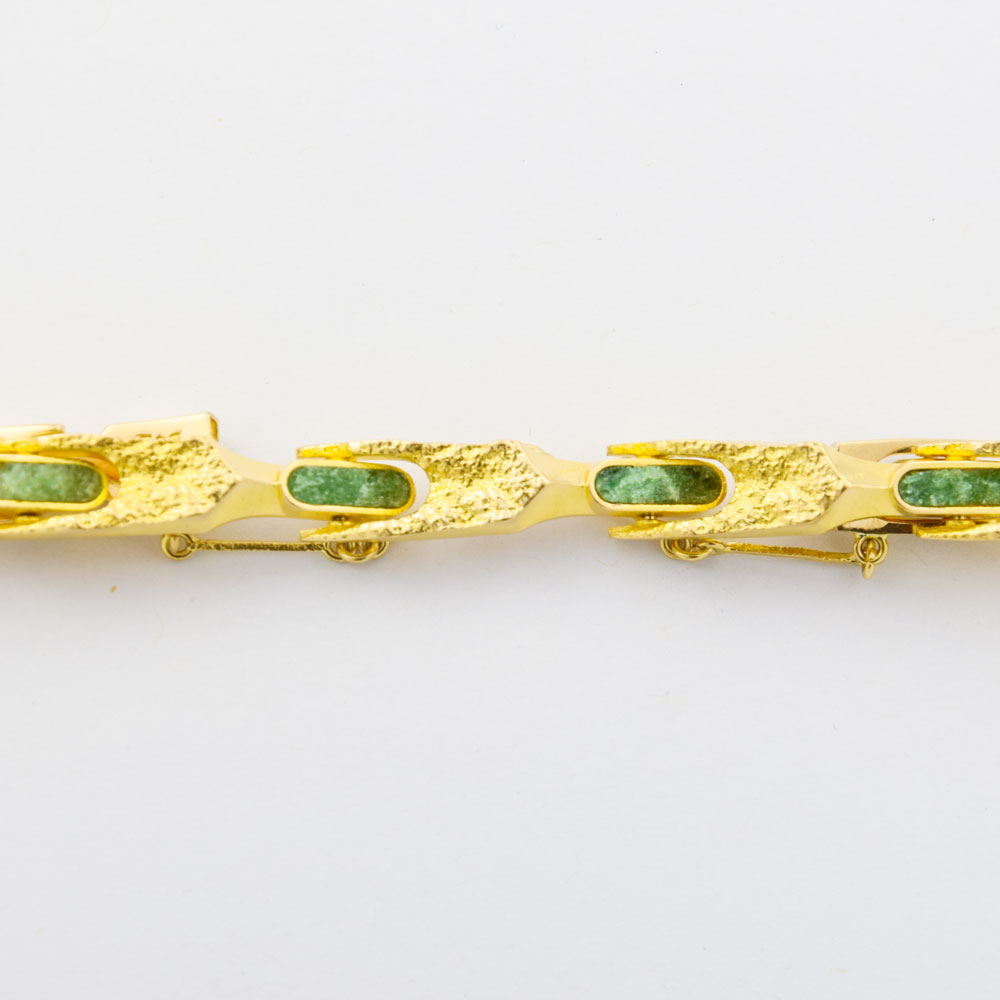 Lapponia Armband aus 585 Gelbgold mit Zoisit, nachhaltiger second hand Schmuck perfekt aufgearbeitet