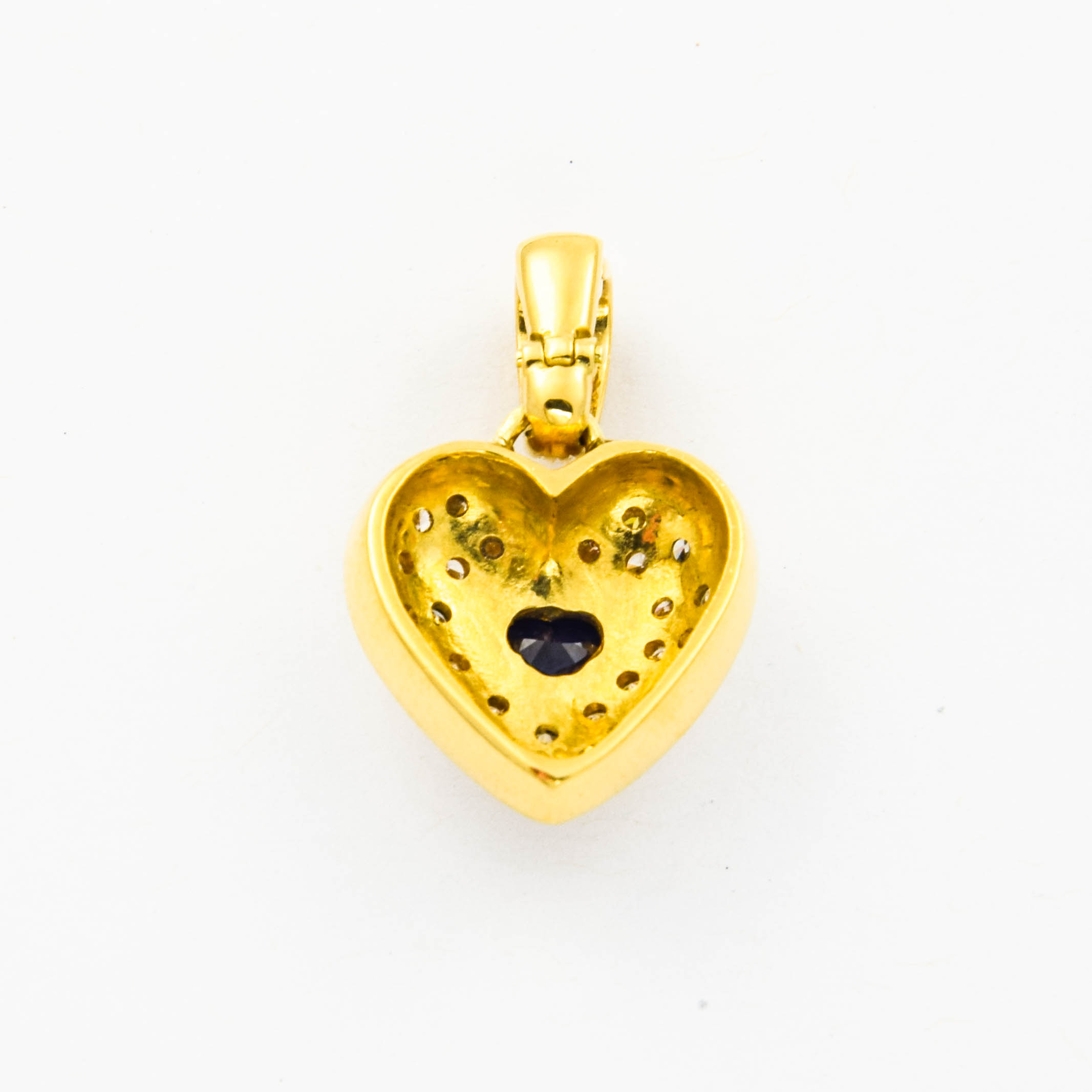 An-/Einhänger Herz aus 750 Gelbgold mit Saphir und Brillant, nachhaltiger second hand Schmuck perfekt aufgearbeitet