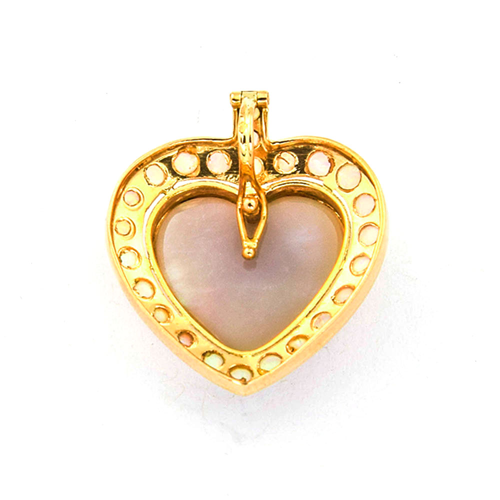 An-/Einhänger Herz aus 750 Gelbgold mit Opal, nachhaltiger second hand Schmuck perfekt aufgearbeitet