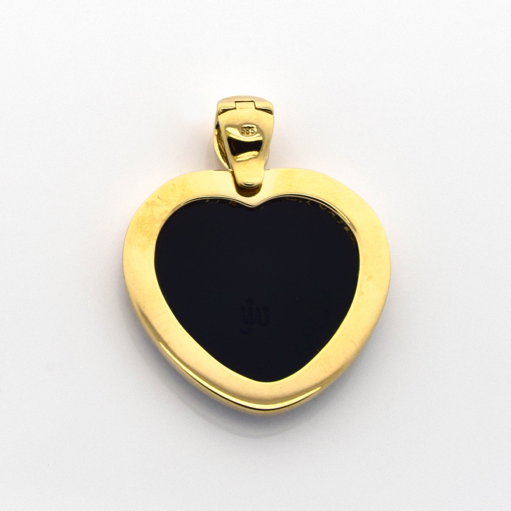 An-/Einhänger Herz aus 585 Gelb- und Weißgold mit Achat und Brillant, nachhaltiger second hand Schmuck perfekt aufgearbeitet