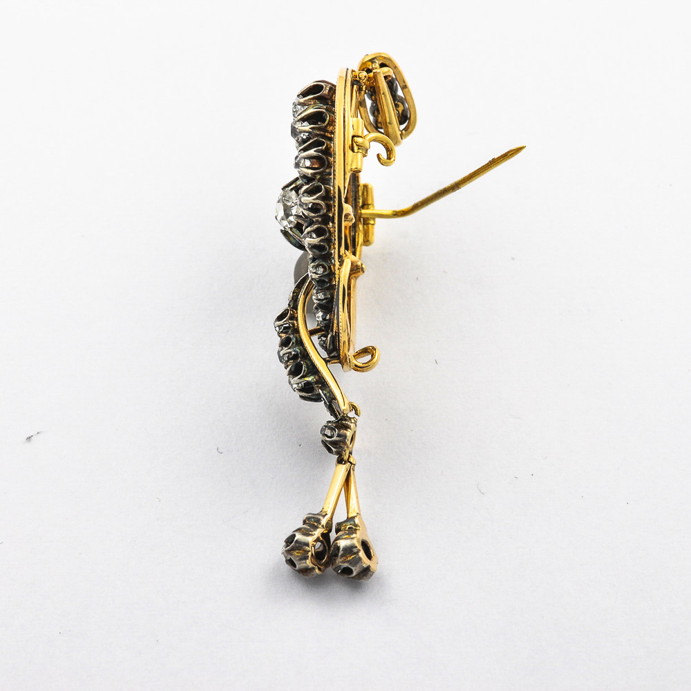 Kettenanhänger/Brosche aus 585 Silber/Gold mit Brillant und Diamant, hochwertiger second hand Schmuck perfekt aufgearbeitet