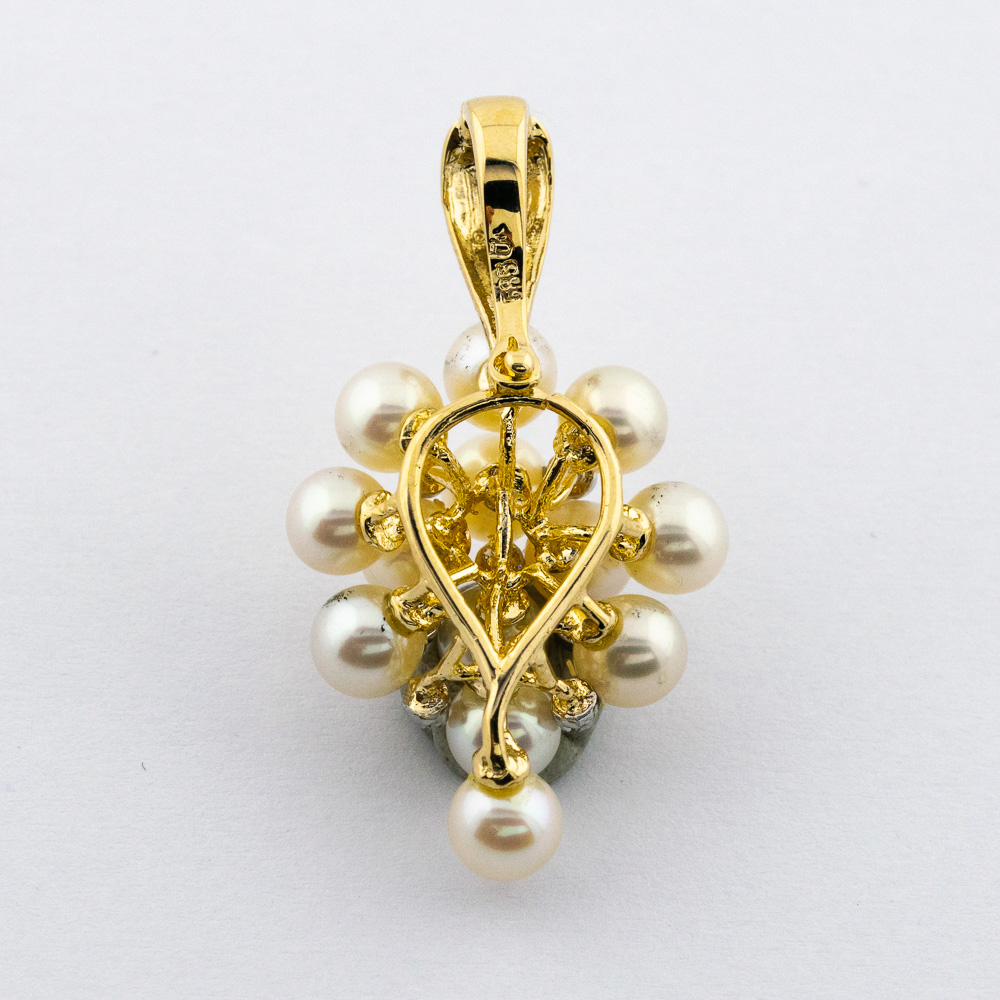 An-/Einhänger aus 585 Gelbgold mit Perle und Diamant, nachhaltiger second hand Schmuck perfekt aufgearbeitet