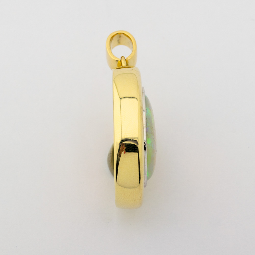 Anhänger aus 585 Gelb- und Weißgold mit Opal, hochwertiger second hand Schmuck perfekt aufgearbeitet