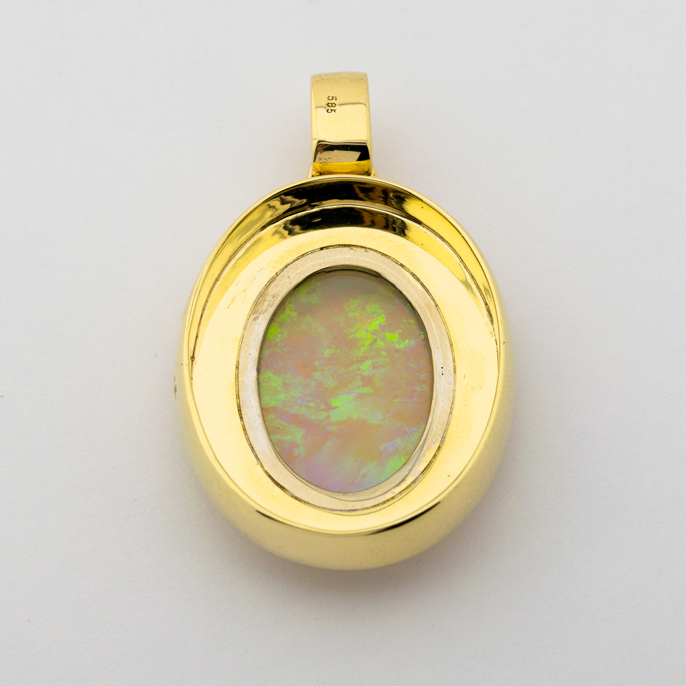 Anhänger aus 585 Gelb- und Weißgold mit Opal, hochwertiger second hand Schmuck perfekt aufgearbeitet