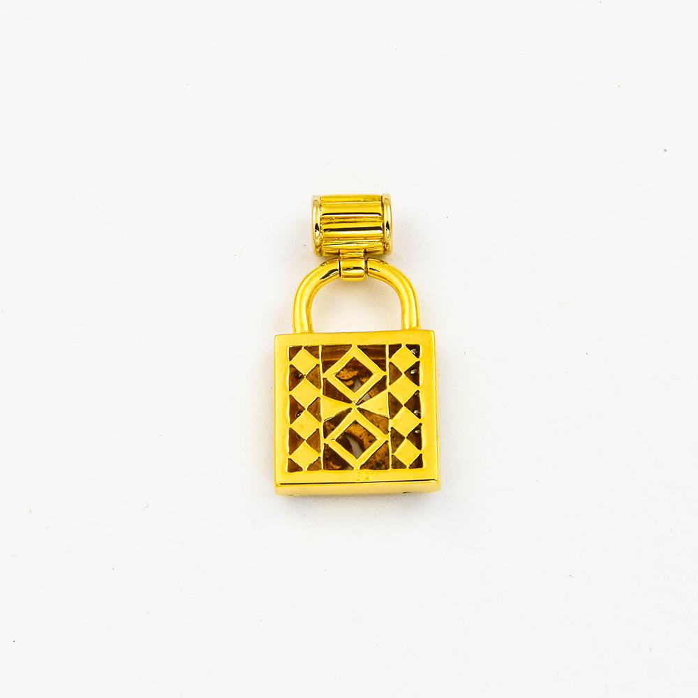 Brillantanhänger Schloß aus 750 Gelb- und Weißgold, nachhaltiger second hand Schmuck perfekt aufgearbeitet