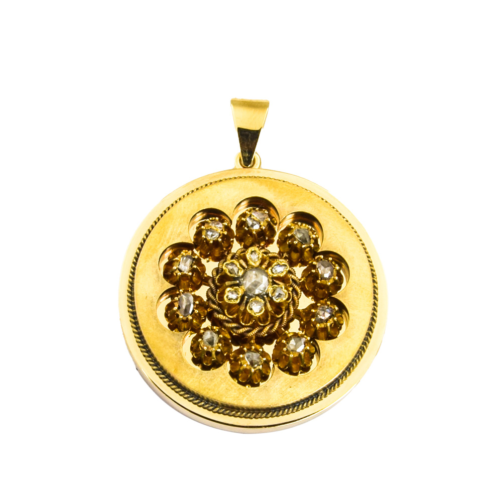 Anhänger/Medaillon aus 585 Gelbgold mit Diamant, nachhaltiger second hand Schmuck perfekt aufgearbeitet