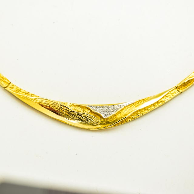 Brillantcollier aus 585 Gelb- und Weißgold, nachhaltiger second hand Schmuck perfekt aufgearbeitet