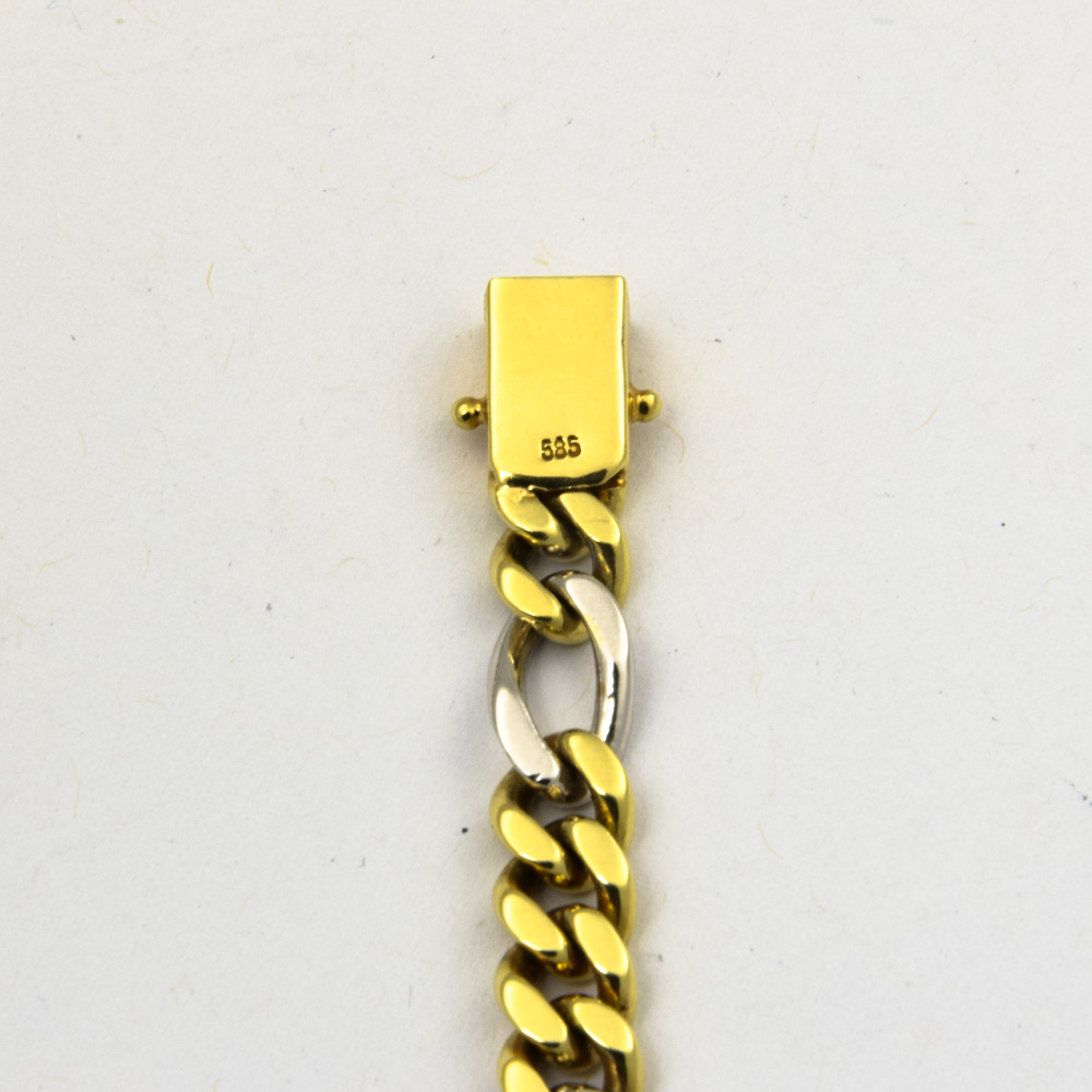 Figarokette aus 585 Gelb- und Weißgold, 45,5 cm, hochwertiger second hand Schmuck perfekt aufgearbeitet