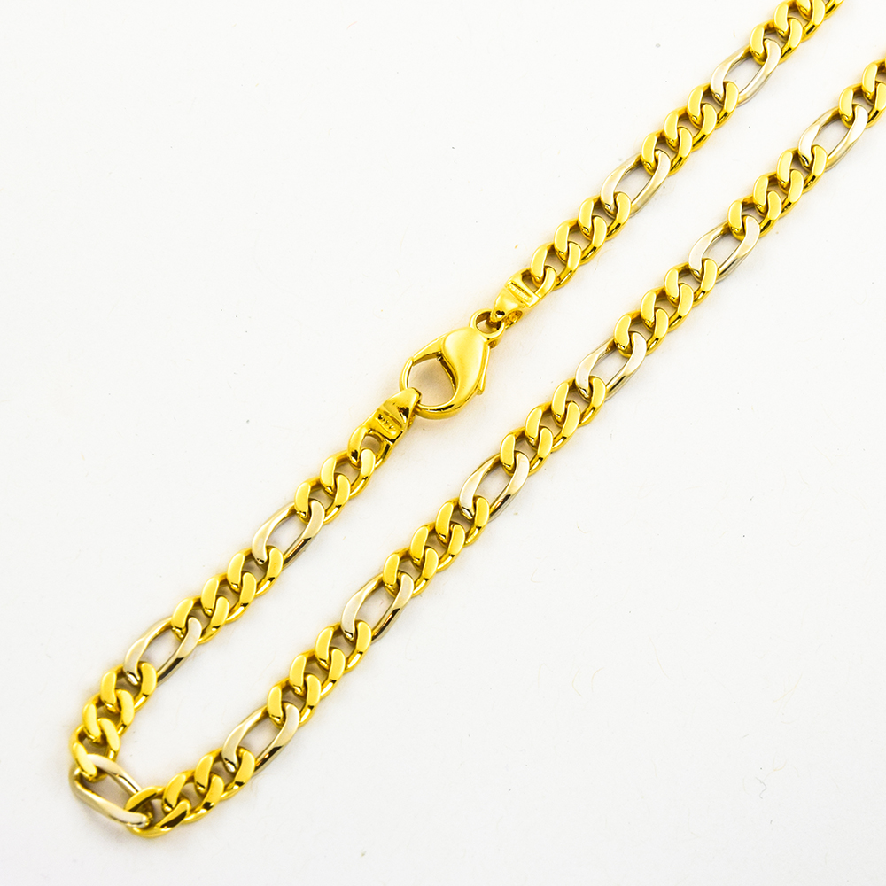 Figarokette aus 750 Gelb- und Weißgold, nachhaltiger second hand Schmuck perfekt aufgearbeitet