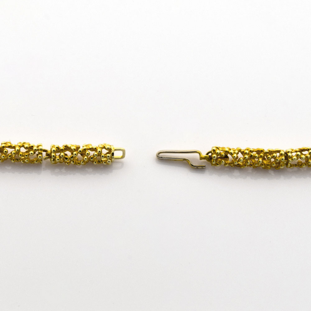 Halskette aus 585 Gelbgold mit Chrysopras, nachhaltiger second hand Schmuck perfekt aufgearbeitet