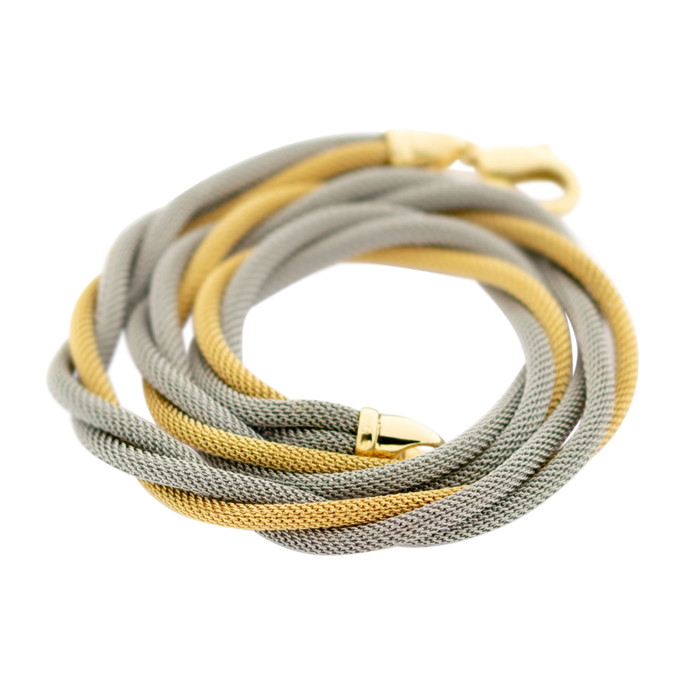 Halskette aus 750 Gelb- und Weißgold, 46cm, nachhaltiger second hand Schmuck perfekt aufgearbeitet
