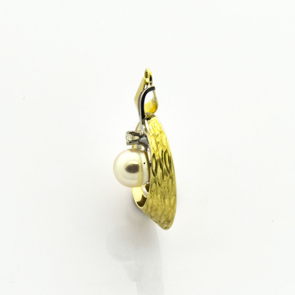 Krämer Perlenanhänger aus 585 Gelb- und Weißgold mit Brillant, nachhaltiger second hand Schmuck perfekt aufgearbeitet