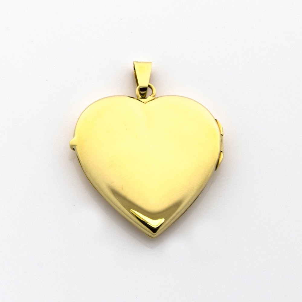 Medaillon Herz aus 585 Gelbgold, nachhaltiger second hand Schmuck perfekt aufgearbeitet