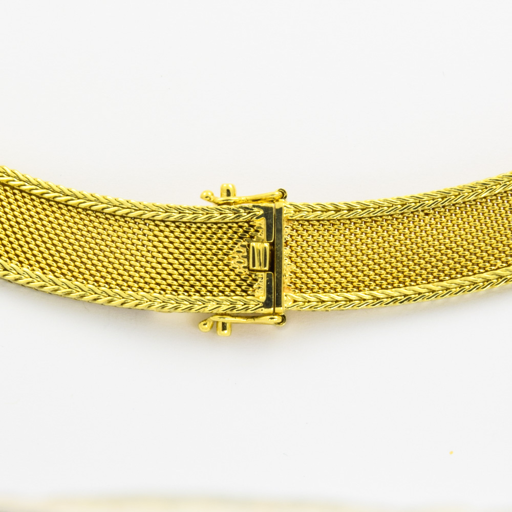 Milanaise-Collier aus 585 Gelbgold, Vintage, 42 cm, nachhaltiger second hand Schmuck perfekt aufgearbeitet