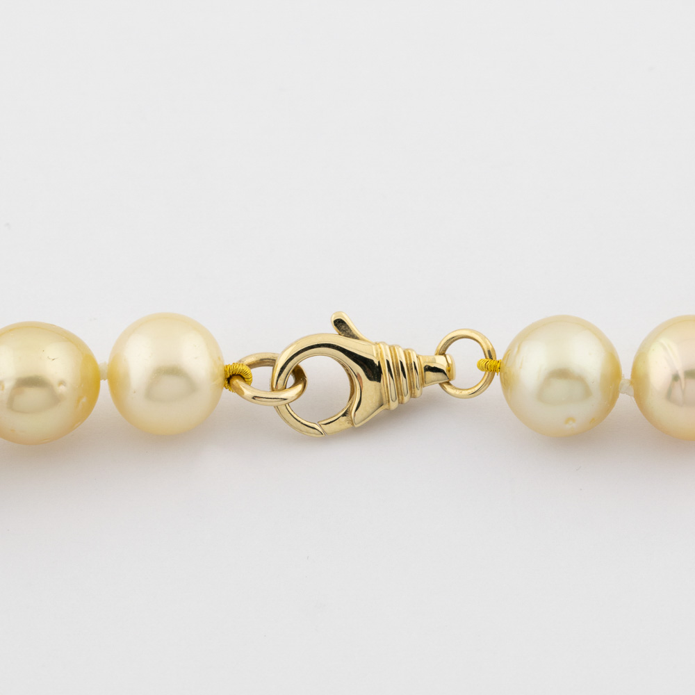 Perlenkette mit Karabiner aus 585 Gelbgold, 45 cm, hochwertiger second hand Schmuck perfekt aufgearbeitet
