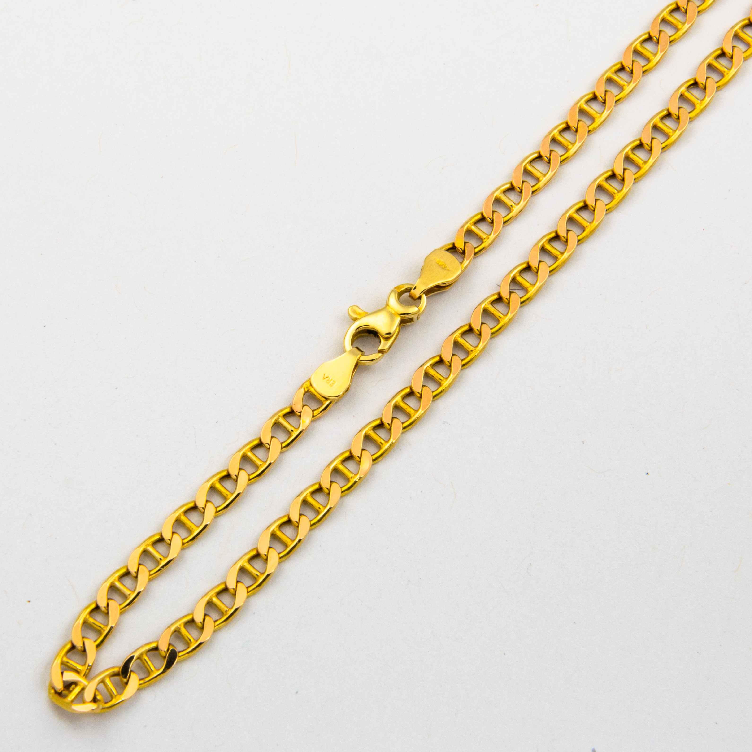 Stegpanzerkette aus 585 Gelbgold, 60,5cm, nachhaltiger second hand Schmuck perfekt aufgearbeitet