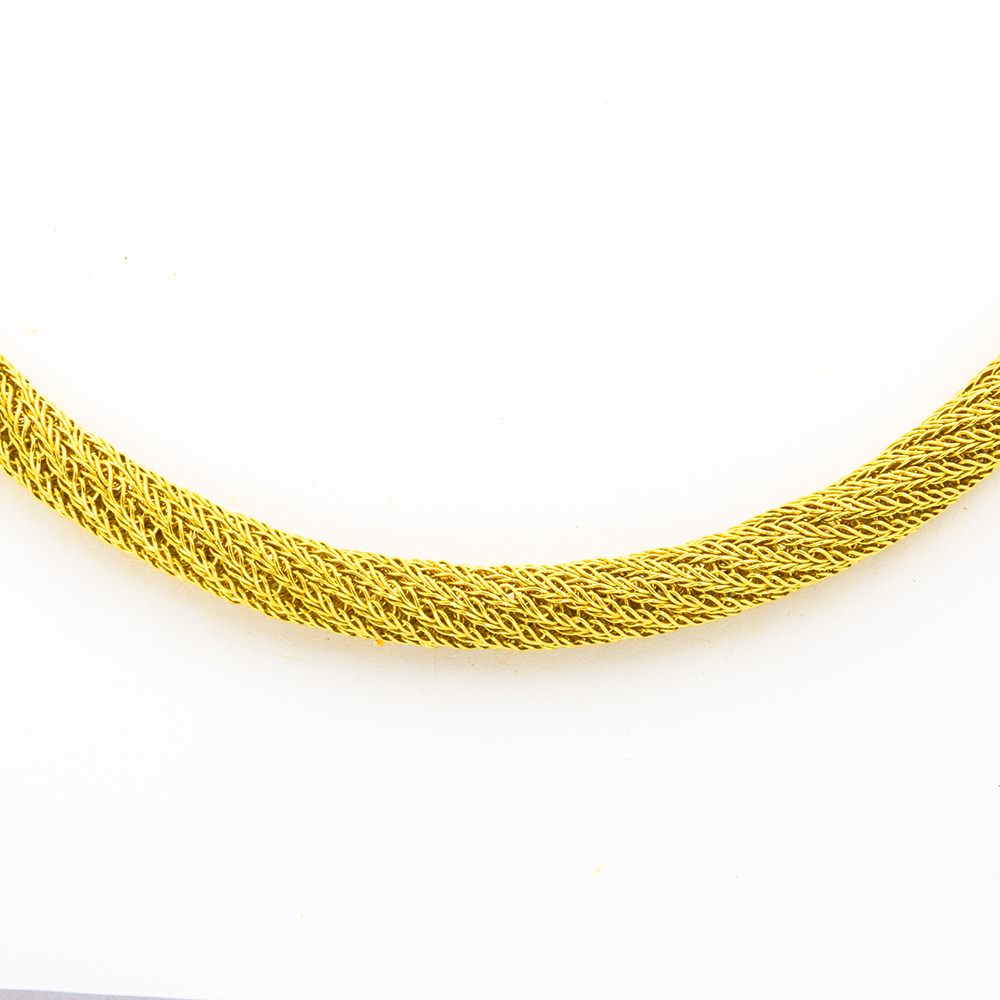 Strickkette aus 750 Gelbgold, nachhaltiger second hand Schmuck perfekt aufgearbeitet