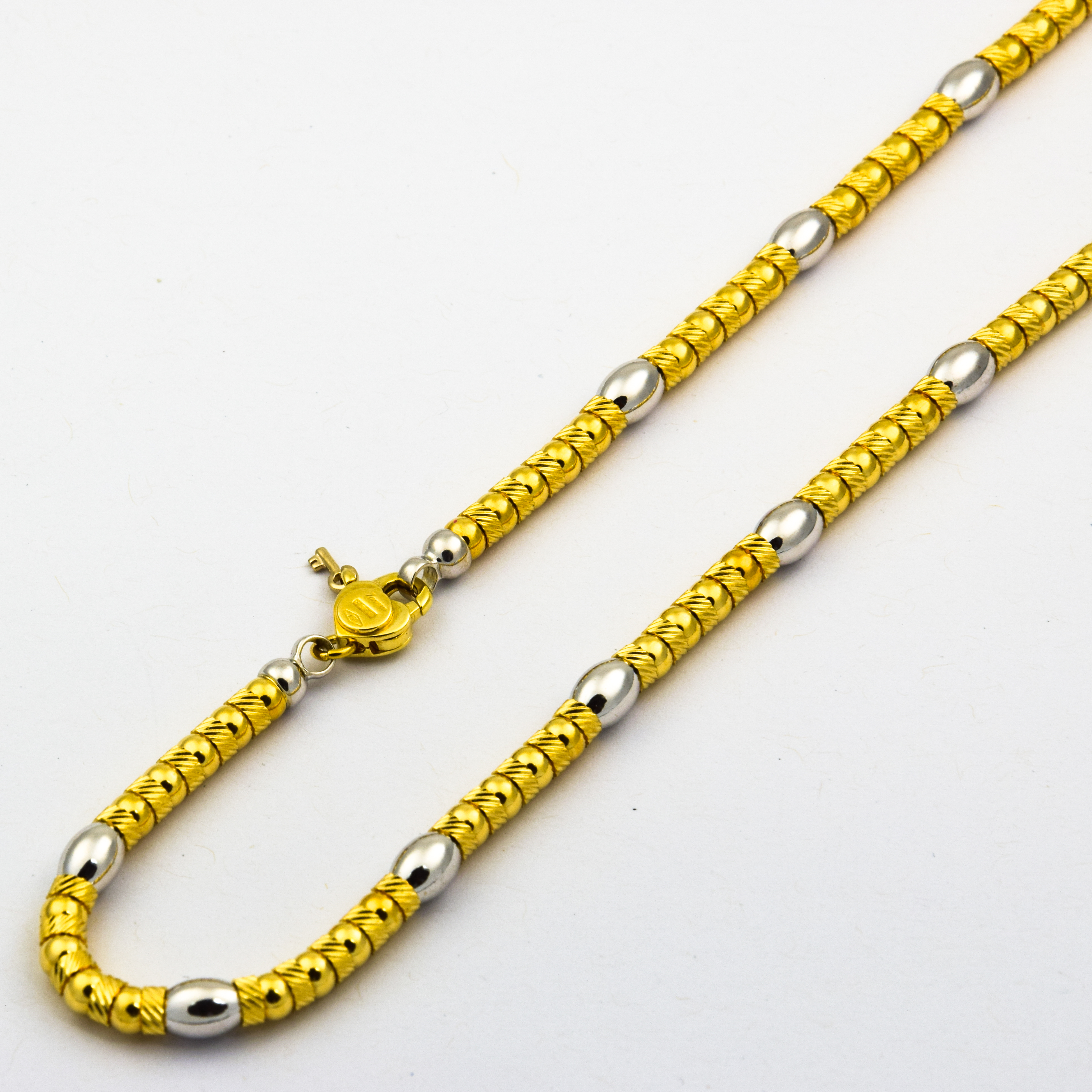 Zancan Phantasiekette aus 750 Gelb- und Weißgold, 42cm, nachhaltiger second hand Schmuck perfekt aufgearbeitet
