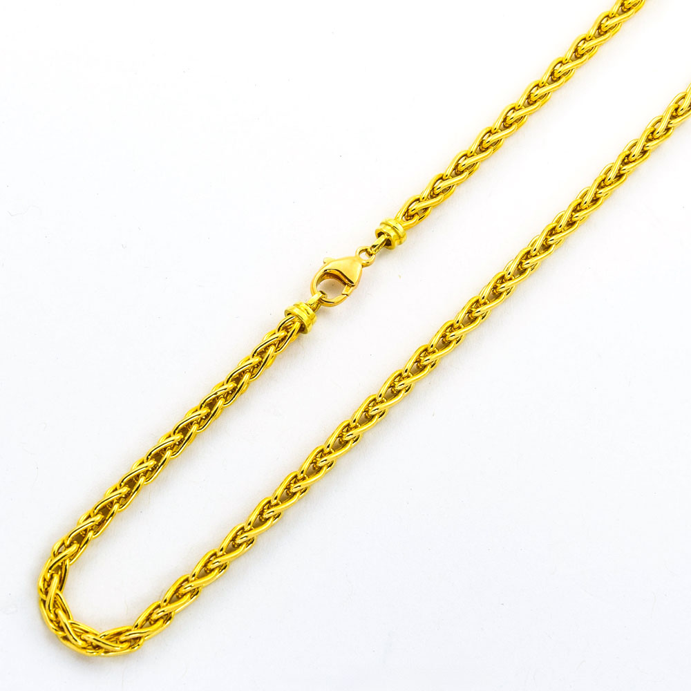 Zopfkette aus 585 Gelbgold, 45,5 cm, hochwertiger second hand Schmuck perfekt aufgearbeitet