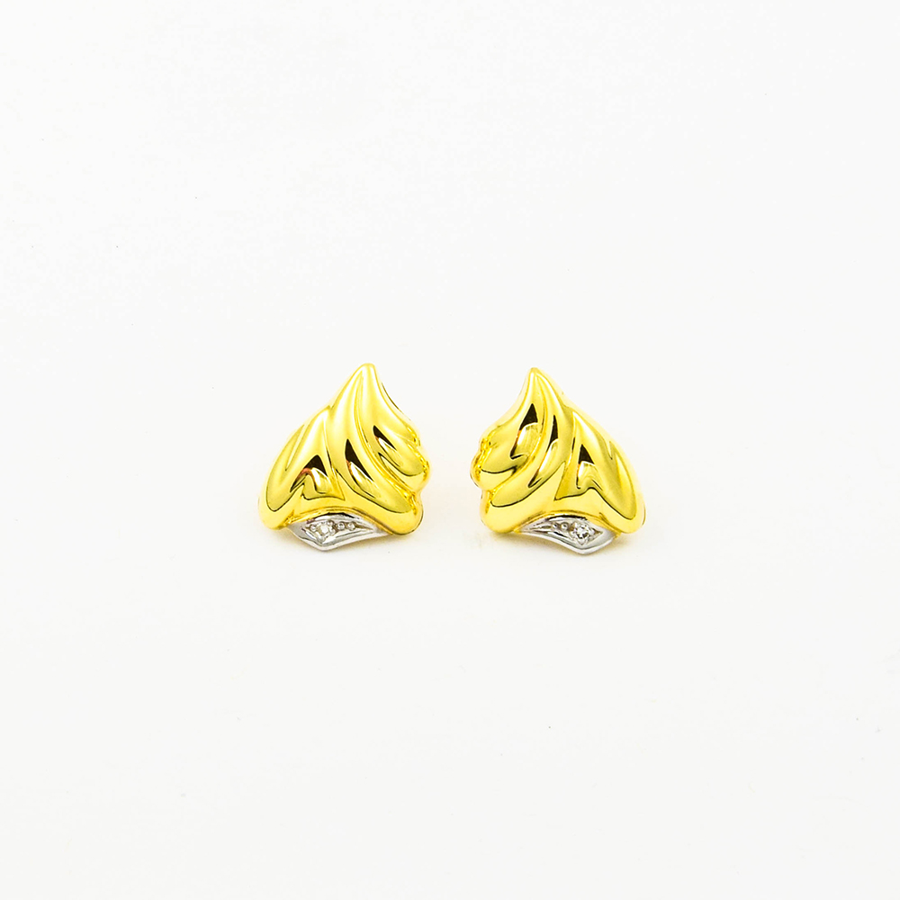 Diamantohrstecker aus 585 Gelb- und Weißgold, nachhaltiger second hand Schmuck perfekt aufgearbeitet