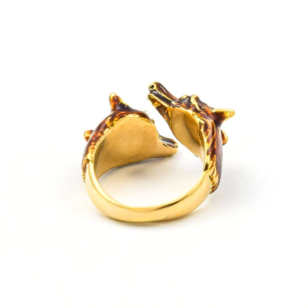 Ring Füchse aus 750 Gelbgold, nachhaltiger second hand Schmuck perfekt aufgearbeitet