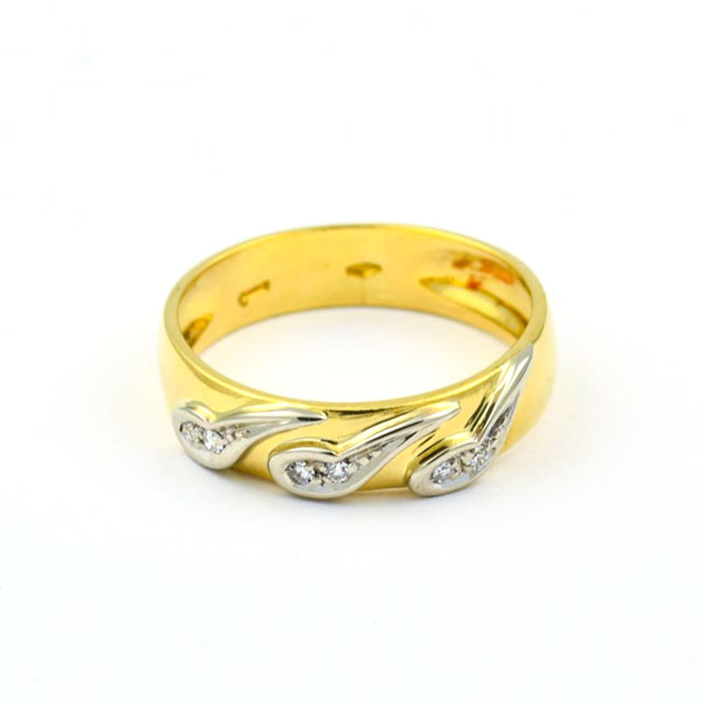 Diamantring aus 750 Gelb- und Weißgold, nachhaltiger second hand Schmuck perfekt aufgearbeitet