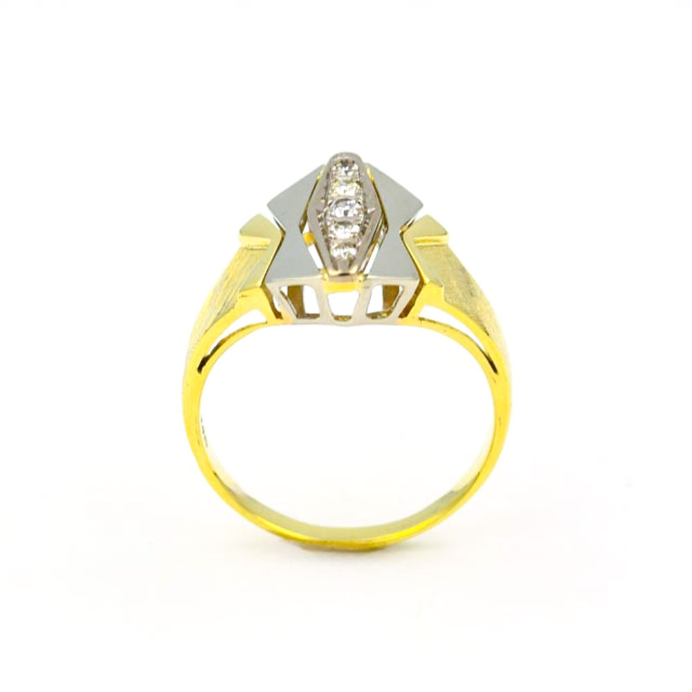 Diamantring aus 585 Gelb- und Weißgold, nachhaltiger second hand Schmuck perfekt aufgearbeitet