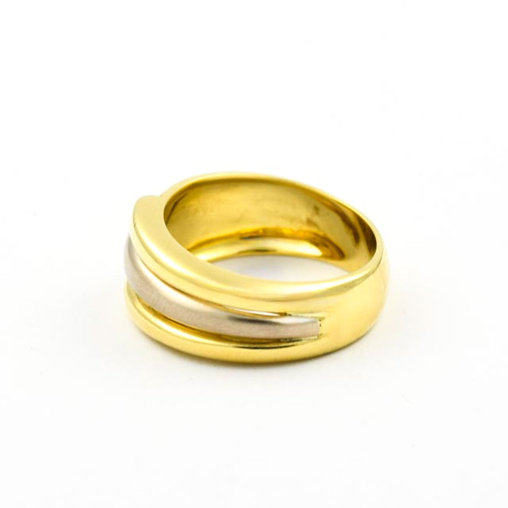 Ring aus 750 Gelb- und Weißgold, nachhaltiger second hand Schmuck perfekt aufgearbeitet