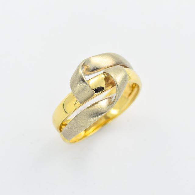 Ring aus 585 Gelb- und Weißgold, nachhaltiger second hand Schmuck perfekt aufgearbeitet